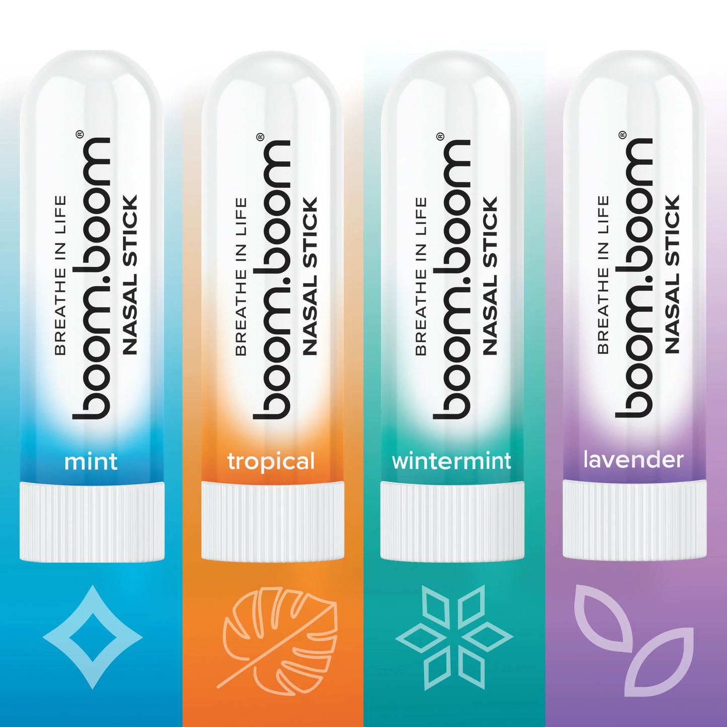 BoomBoom Nasal Stick (4 Pack) | Vapor Flow Technology | Premium Essential Oils + Menthol Inhaler