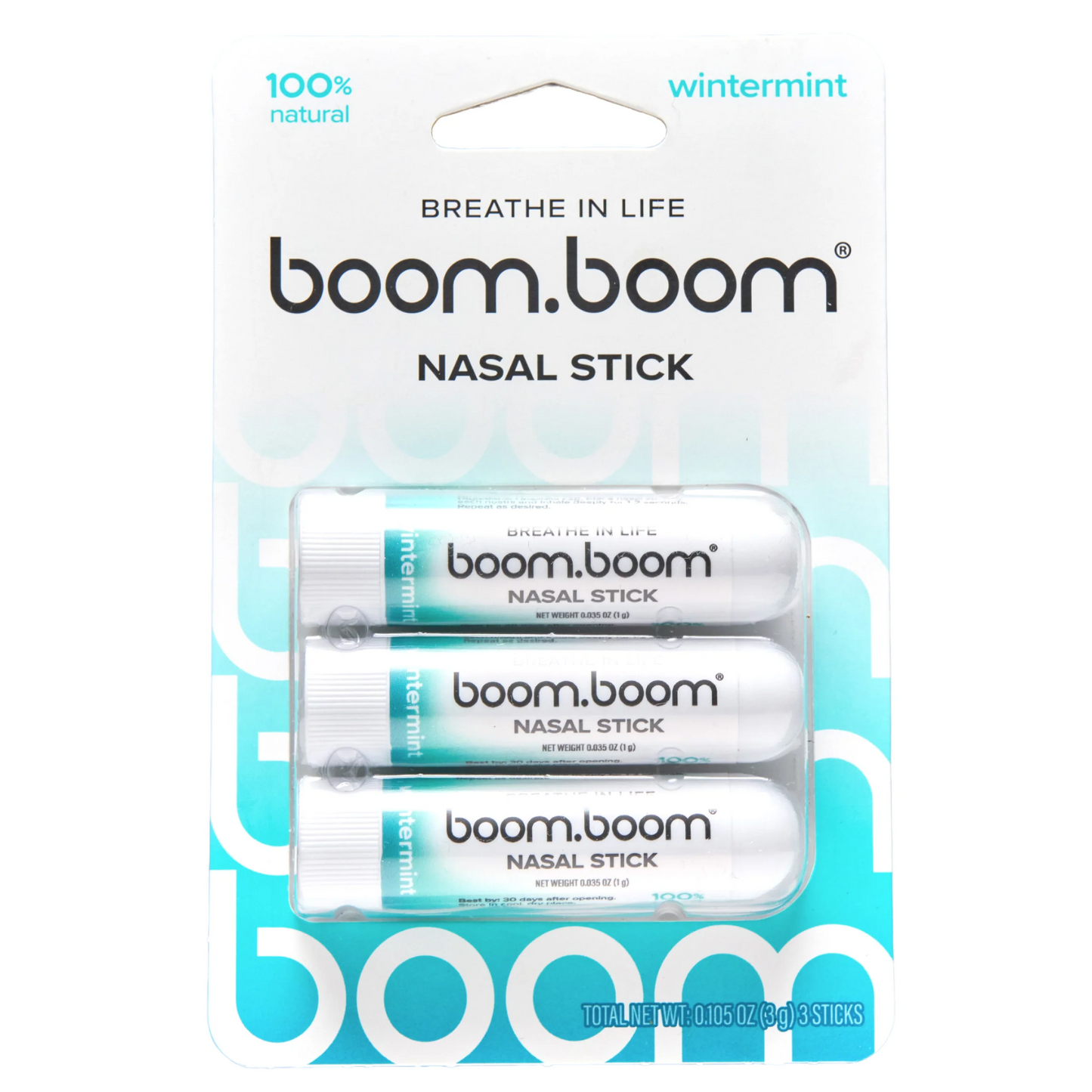 BoomBoom Nasal Stick (4 Pack) | Vapor Flow Technology | Premium Essential Oils + Menthol Inhaler