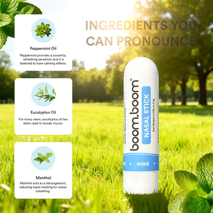 Nasal Stick | Vapor Flow Technology | Cool Refreshing Sensation | Natural Mood Boost | Simple Ingredients | Essential Oils + Menthol Inhaler (Mint, Wintermint, Tropical, Spearmint)