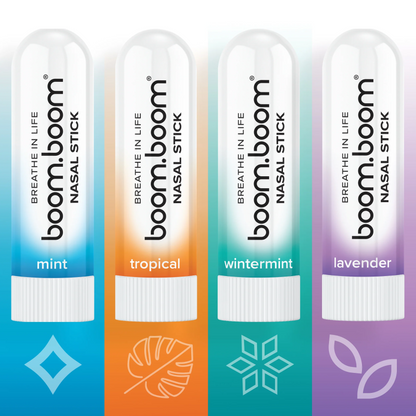 BoomBoom Nasal Stick (4 Pack) | Vapor Flow Technology | Premium Essential Oils + Menthol Inhaler