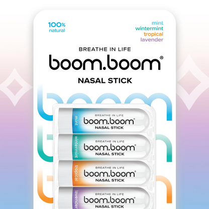 BoomBoom Nasal Stick (4 Pack) | Vapor Flow Technology | Premium Essential Oils + Menthol Inhaler
